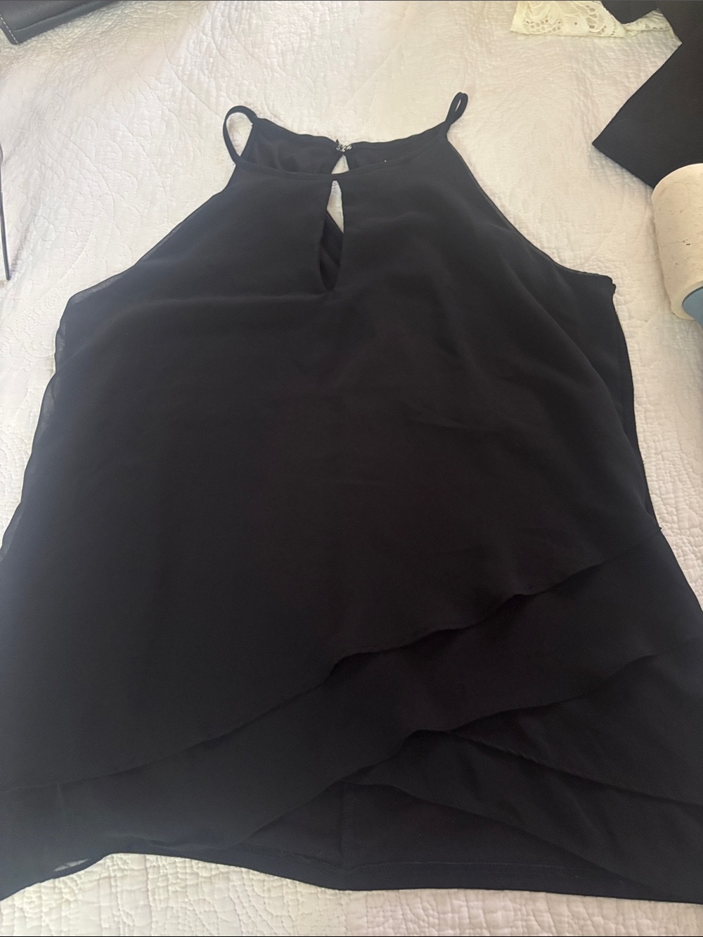 New York & Company Black Layered Halter Camisole